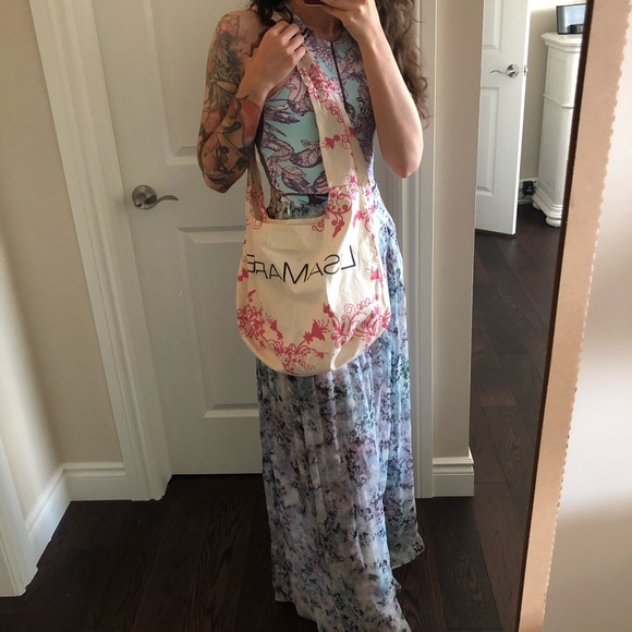 Silk Floral Maxi Skirt swim beach sheer delicate - Picture 6 of 14